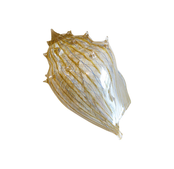 TREG & CANDACE Art-glass Oversized Zanfirico Filigree Hand-Blown Shell Sculpture