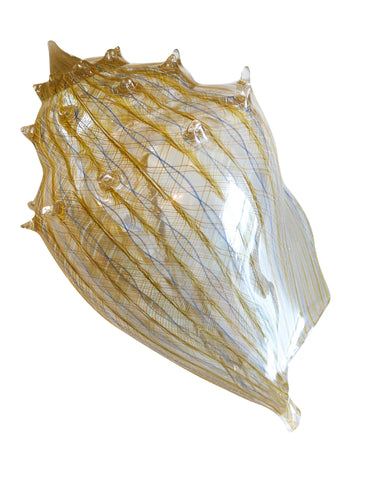 TREG & CANDACE Art-glass Oversized Zanfirico Filigree Hand-Blown Shell Sculpture