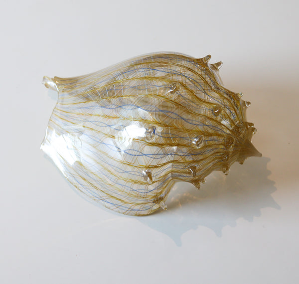 TREG & CANDACE Art-glass Oversized Zanfirico Filigree Hand-Blown Shell Sculpture