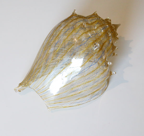 TREG & CANDACE Art-glass Oversized Zanfirico Filigree Hand-Blown Shell Sculpture