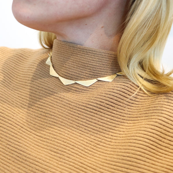 -Bent Gabrielsen 1960 For Hans Hansen Denmark Geometric Peak Necklace In 14Kt Yellow Gold