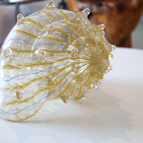 TREG & CANDACE Art-glass Oversized Zanfirico Filigree Hand-Blown Shell Sculpture