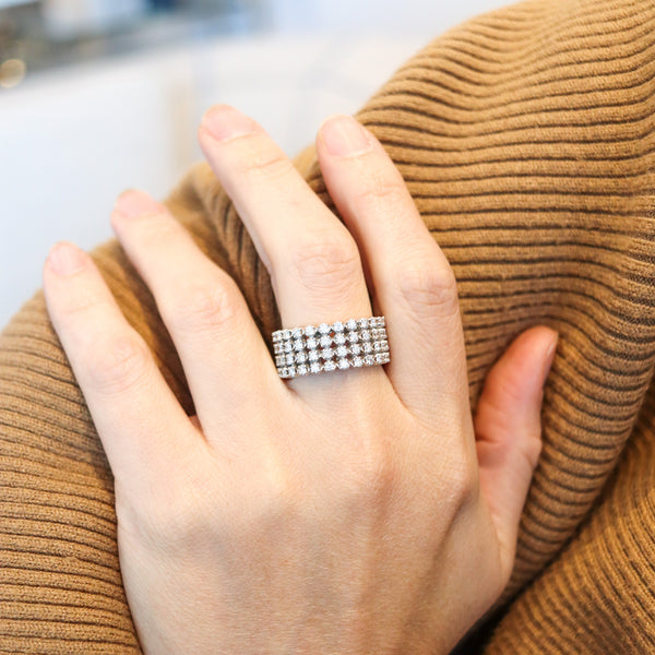 -Eternity Quadruple Ring In 18Kt White Gold With 3.03 Ctw Of Brilliant Cut Natural Diamonds