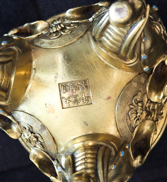 QING DYNASTY 18th Century Palatial Gilt Bronze Elephant Censer With Cover Lid