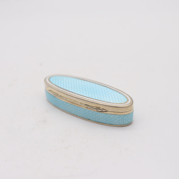 GEORGE ADAM SCHEID 1905 Edwardian Guilloche Enamel Naveta Pill Box