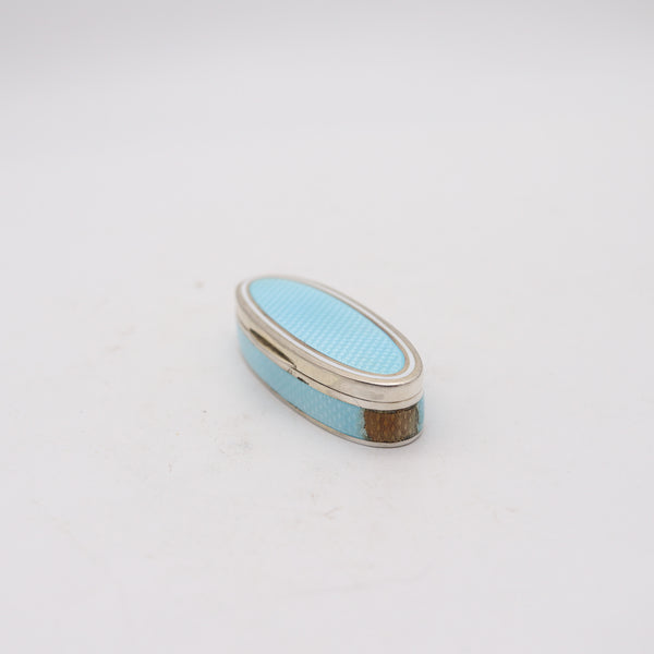 GEORGE ADAM SCHEID 1905 Edwardian Guilloche Enamel Naveta Pill Box