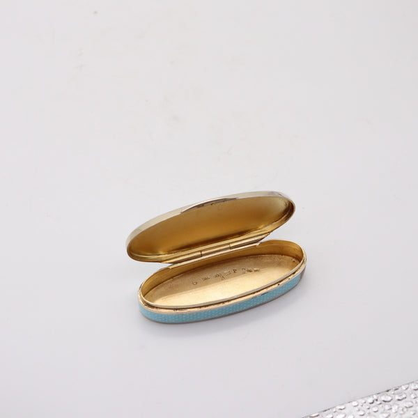 GEORGE ADAM SCHEID 1905 Edwardian Guilloche Enamel Naveta Pill Box