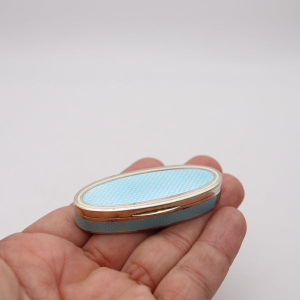 GEORGE ADAM SCHEID 1905 Edwardian Guilloche Enamel Naveta Pill Box