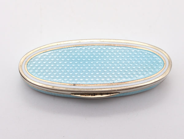 GEORGE ADAM SCHEID 1905 Edwardian Guilloche Enamel Naveta Pill Box