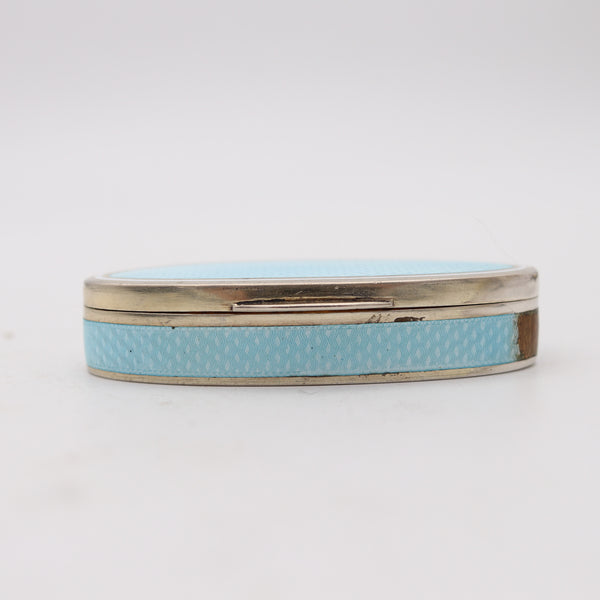 GEORGE ADAM SCHEID 1905 Edwardian Guilloche Enamel Naveta Pill Box