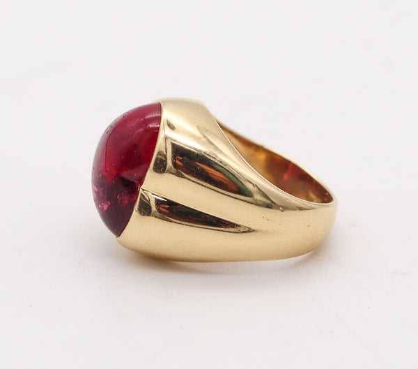 HEART SHAPED 1970 Cocktail Ring In 18Kt Yellow Gold With 9.56 Cts Rubellite