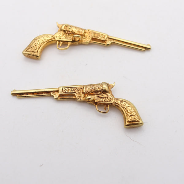-Wust & Co. 1915 Art Deco Pistol Cufflinks In 18Kt Gold With Fitted Box