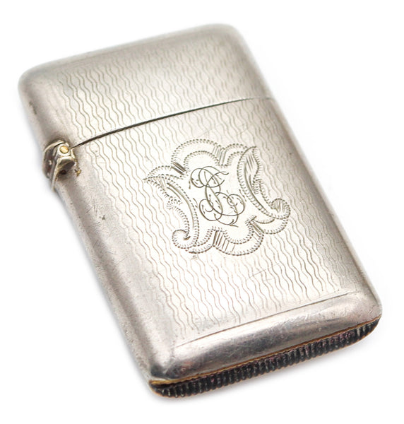GERMANY 1900 Antique Edwardian Vesta Matches Box In Engine Turned Nickel