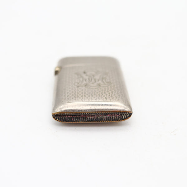 GERMANY 1900 Antique Edwardian Vesta Matches Box In Engine Turned Nickel