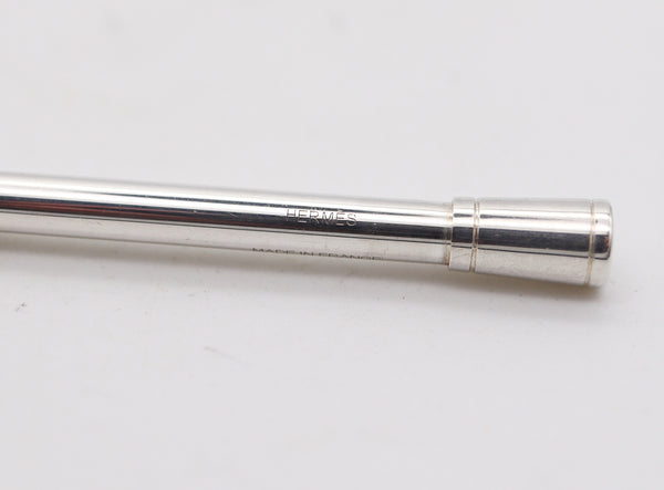 -Hermes Paris 1970 Modernist Purse Pen In .925 Sterling Silver