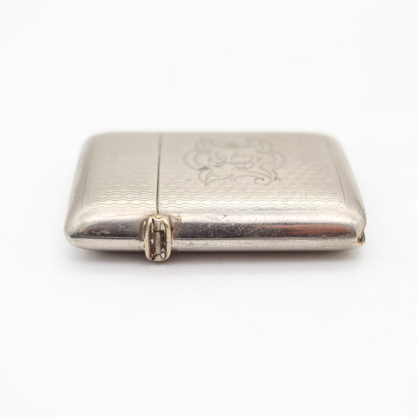 GERMANY 1900 Antique Edwardian Vesta Matches Box In Engine Turned Nickel