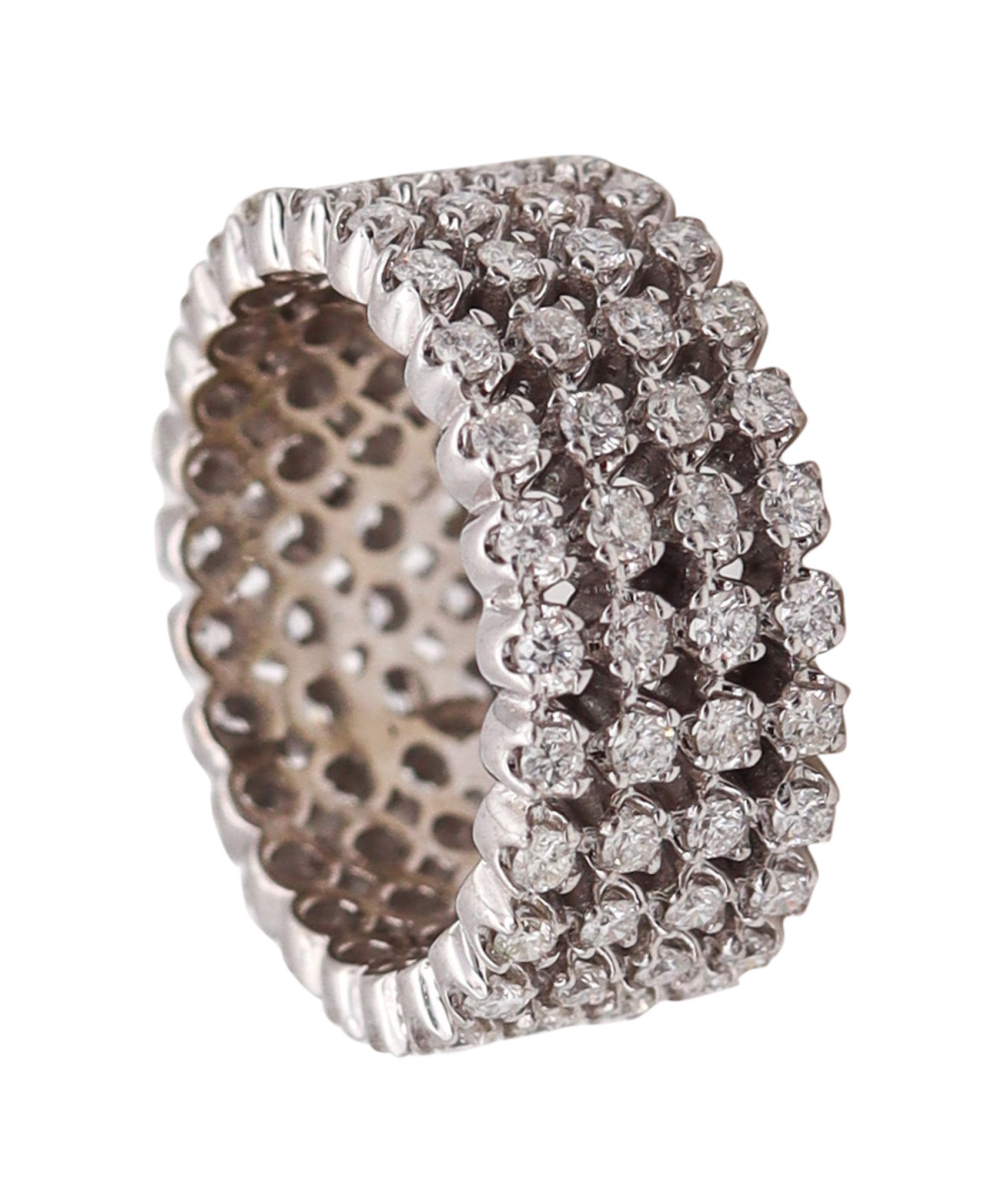 -Eternity Quadruple Ring In 18Kt White Gold With 3.03 Ctw Of Brilliant Cut Natural Diamonds