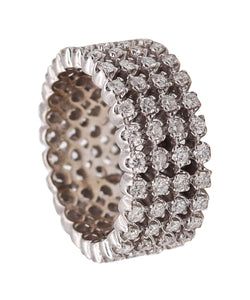 -Eternity Quadruple Ring In 18Kt White Gold With 3.03 Ctw Of Brilliant Cut Natural Diamonds