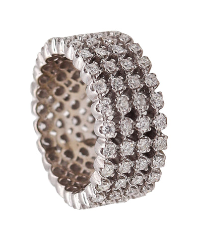 -Eternity Quadruple Ring In 18Kt White Gold With 3.03 Ctw Of Brilliant Cut Natural Diamonds