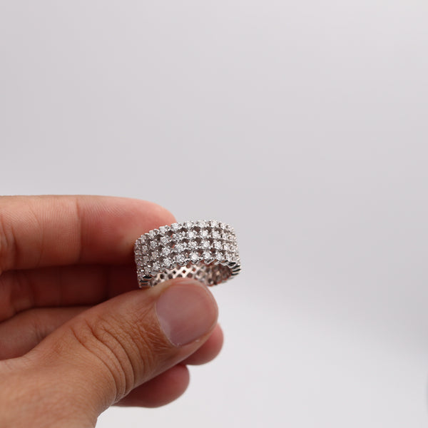 -Eternity Quadruple Ring In 18Kt White Gold With 3.03 Ctw Of Brilliant Cut Natural Diamonds