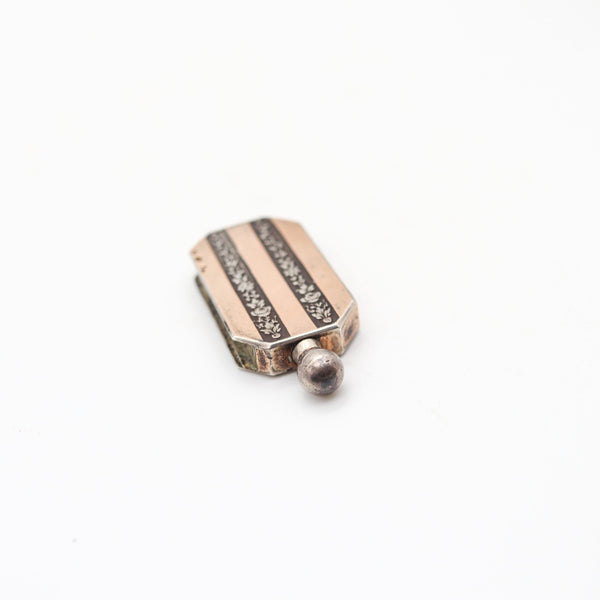 FRENCH 1925 Art-Deco Geometric Striker In 18Kt Yellow Gold And .900 Sterling