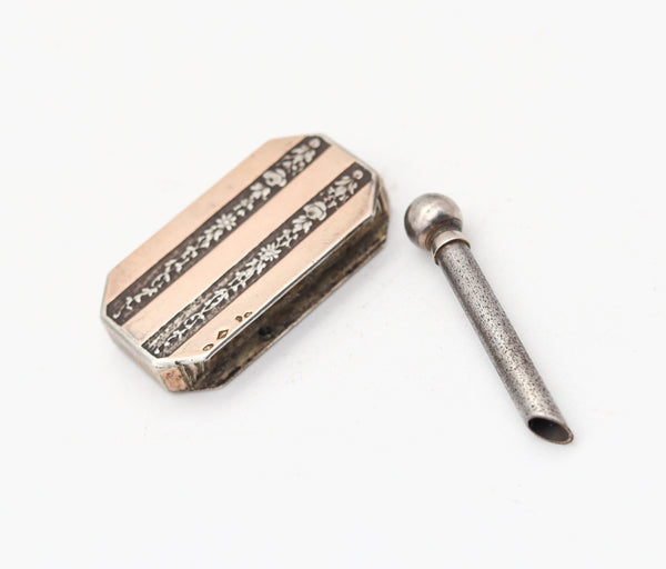 FRENCH 1925 Art-Deco Geometric Striker In 18Kt Yellow Gold And .900 Sterling