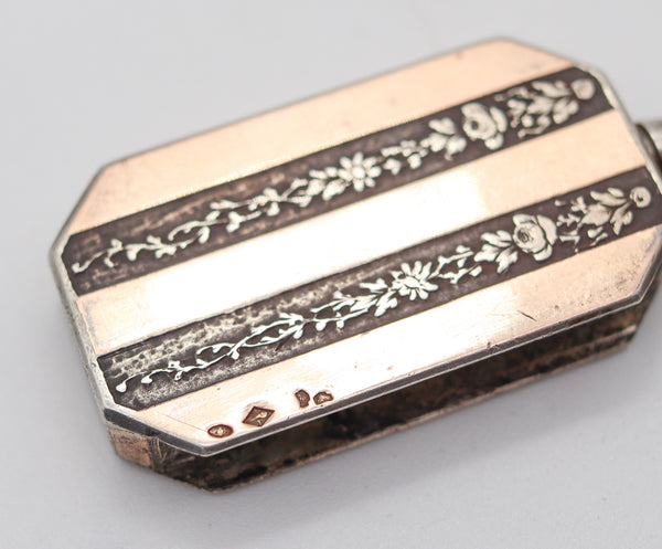 FRENCH 1925 Art-Deco Geometric Striker In 18Kt Yellow Gold And .900 Sterling