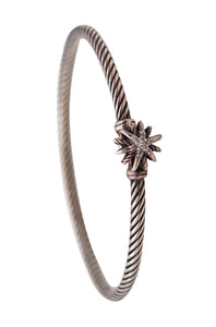 -David Yurman Twisted Starburst Bangle Bracelet In .925 Sterling Silver And Diamonds