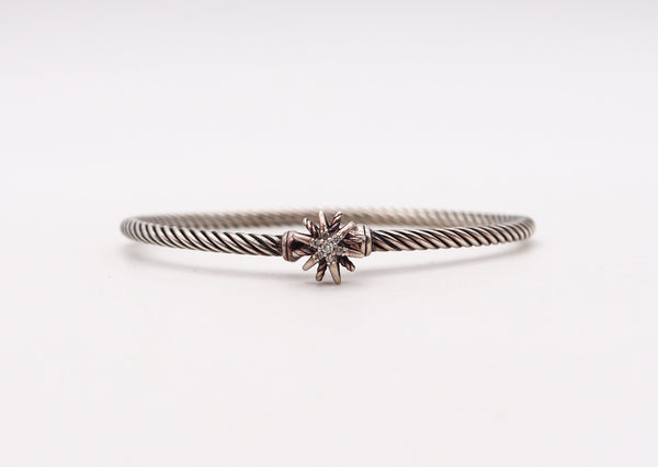 -David Yurman Twisted Starburst Bangle Bracelet In .925 Sterling Silver And Diamonds
