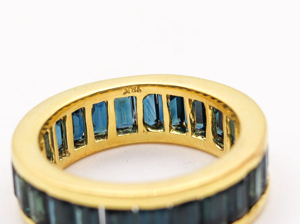 -Eternity Band Ring In 18Kt White Gold With 7.24 Ctw Of Natural Blue Sapphires