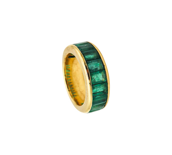 -Eternity Ring In Solid 18Kt Yellow Gold With 6.06 Ctw Of Natural Emeralds