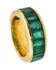 -Eternity Ring In Solid 18Kt Yellow Gold With 6.06 Ctw Of Natural Emeralds