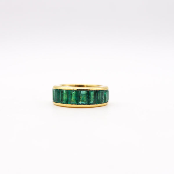 -Eternity Ring In Solid 18Kt Yellow Gold With 6.06 Ctw Of Natural Emeralds