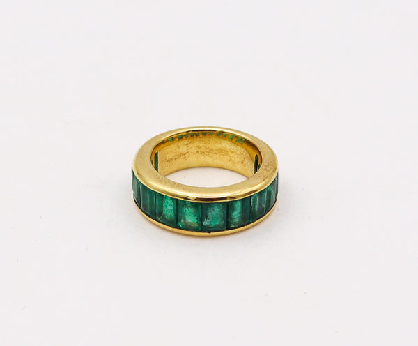 -Eternity Ring In Solid 18Kt Yellow Gold With 6.06 Ctw Of Natural Emeralds