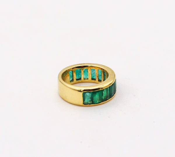 -Eternity Ring In Solid 18Kt Yellow Gold With 6.06 Ctw Of Natural Emeralds