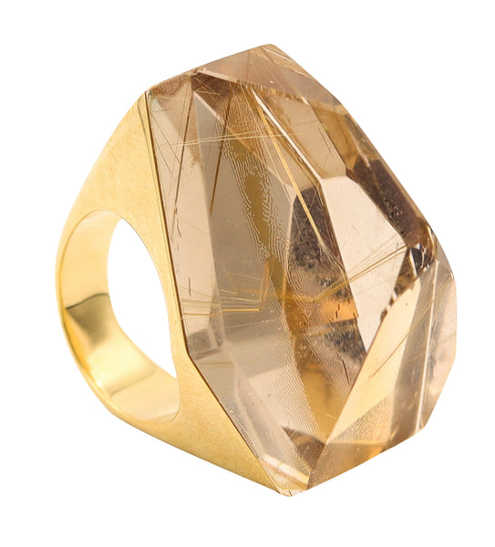 H. STERN By Diane Von Furstenberg Geometric Power Ring 18Kt Gold & Rutile Quartz