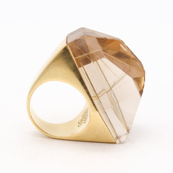 H. STERN By Diane Von Furstenberg Geometric Power Ring 18Kt Gold & Rutile Quartz