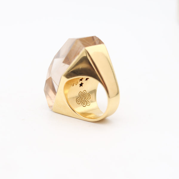 H. STERN By Diane Von Furstenberg Geometric Power Ring 18Kt Gold & Rutile Quartz