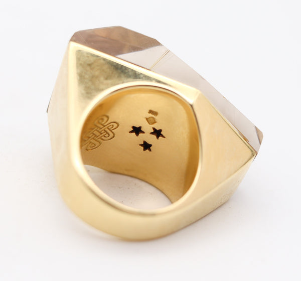 H. STERN By Diane Von Furstenberg Geometric Power Ring 18Kt Gold & Rutile Quartz