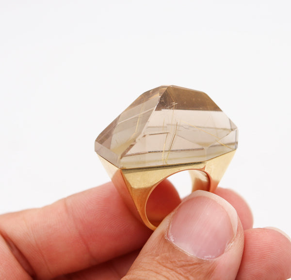 H. STERN By Diane Von Furstenberg Geometric Power Ring 18Kt Gold & Rutile Quartz