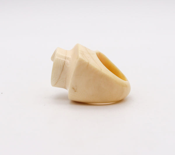 -Patricia Von Musulin 1970 Modernist Sculptural Carved Cocktail Ring