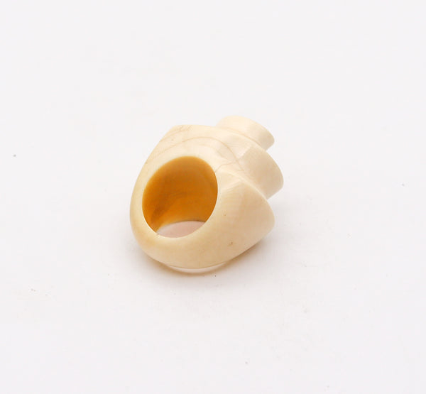 -Patricia Von Musulin 1970 Modernist Sculptural Carved Cocktail Ring