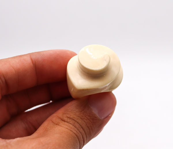 -Patricia Von Musulin 1970 Modernist Sculptural Carved Cocktail Ring