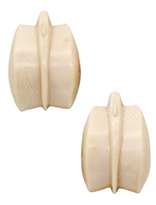 -Patricia Von Musulin 1970 Modernist Carved Clips Earrings Mounted In .925 Sterling Silver