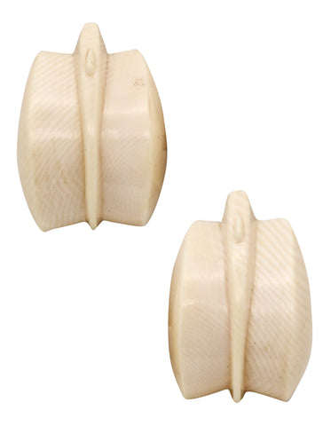 -Patricia Von Musulin 1970 Modernist Carved Clips Earrings Mounted In .925 Sterling Silver