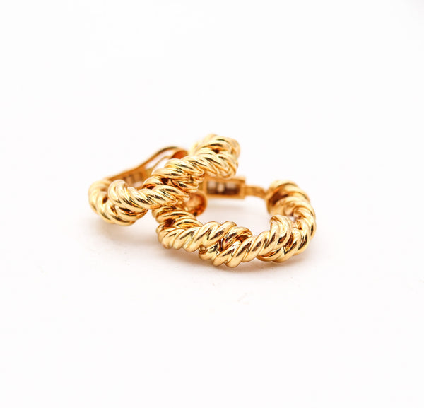 TIFFANY & CO. France 1973 Donald Claflin Twisted Hoops Earrings In 18Kt Yellow Gold