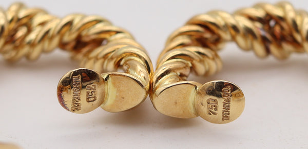 TIFFANY & CO. France 1973 Donald Claflin Twisted Hoops Earrings In 18Kt Yellow Gold