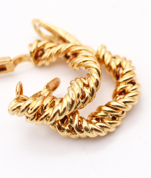 TIFFANY & CO. France 1973 Donald Claflin Twisted Hoops Earrings In 18Kt Yellow Gold