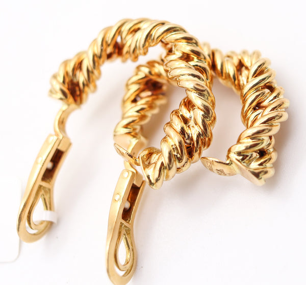 TIFFANY & CO. France 1973 Donald Claflin Twisted Hoops Earrings In 18Kt Yellow Gold