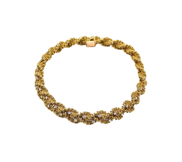 CHANTECLER 1960 Textured Twisted Necklace In 18Kt Gold With 5.15 Ctw In Diamonds